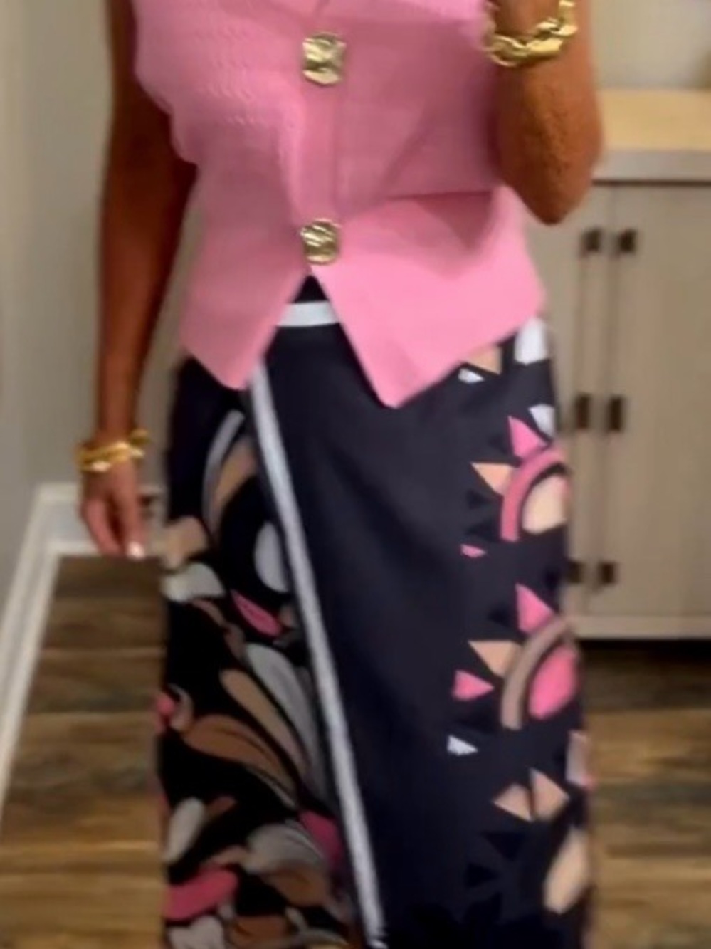 Pink and black skirt and sweater